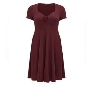 Torrid Rich Burgundy Mini Slub Rib Fluted Dress 2X